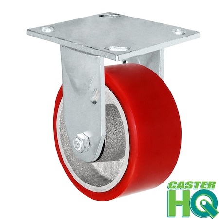 Casterhq 5"x2" Kingpinless Rigid Plate Caster, Polyurethane on Steel Wheel - 40CR520PU23V-03